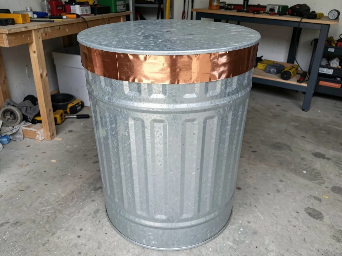 Faraday cage using a galvanized metal trash