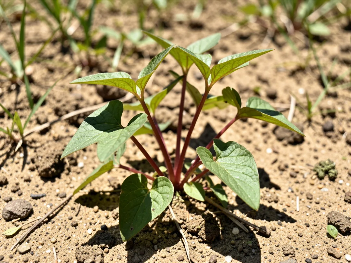 Sheep sorrel Rumex acetosella growing in poor soil as antiparasitic medicinal herb for survival